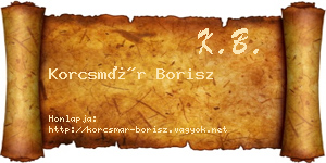Korcsmár Borisz névjegykártya